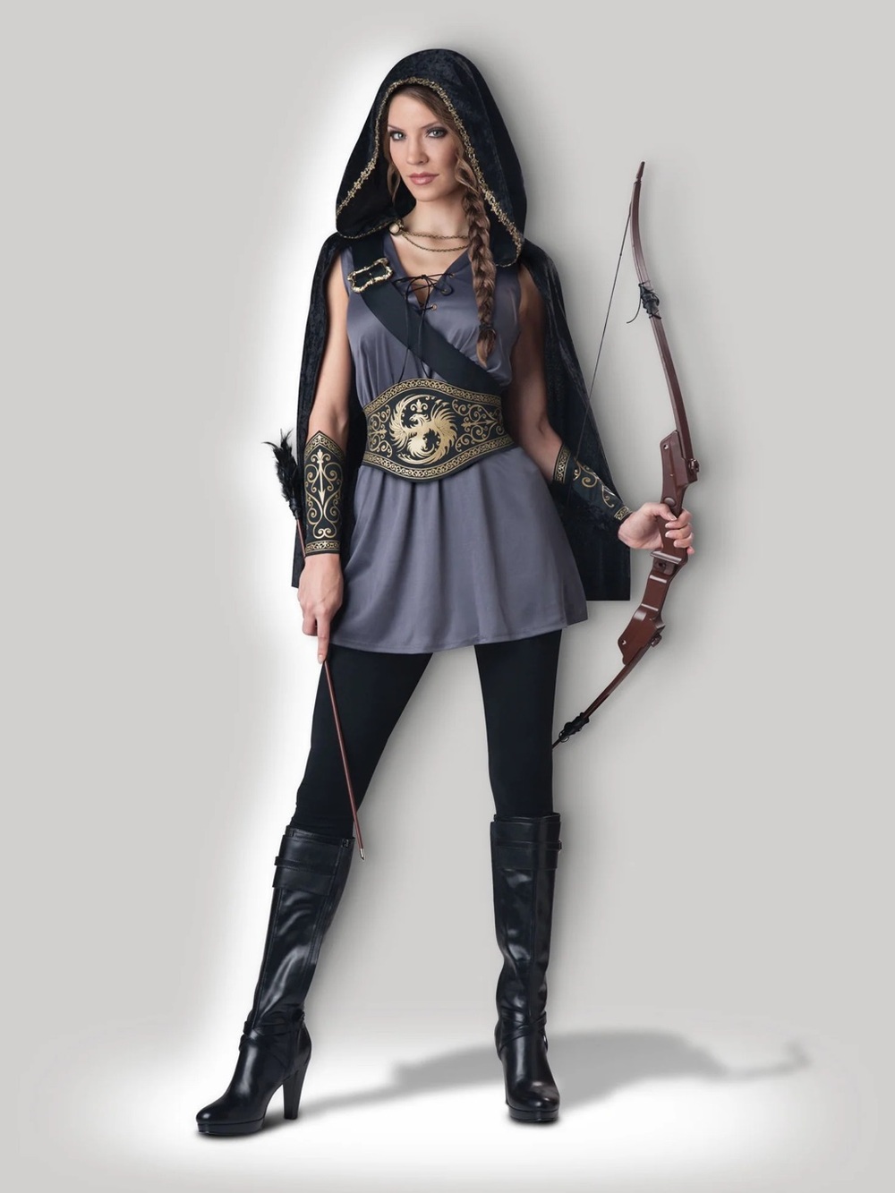 InCharacter Huntress Black Hooded Cape Chain Closure Size M